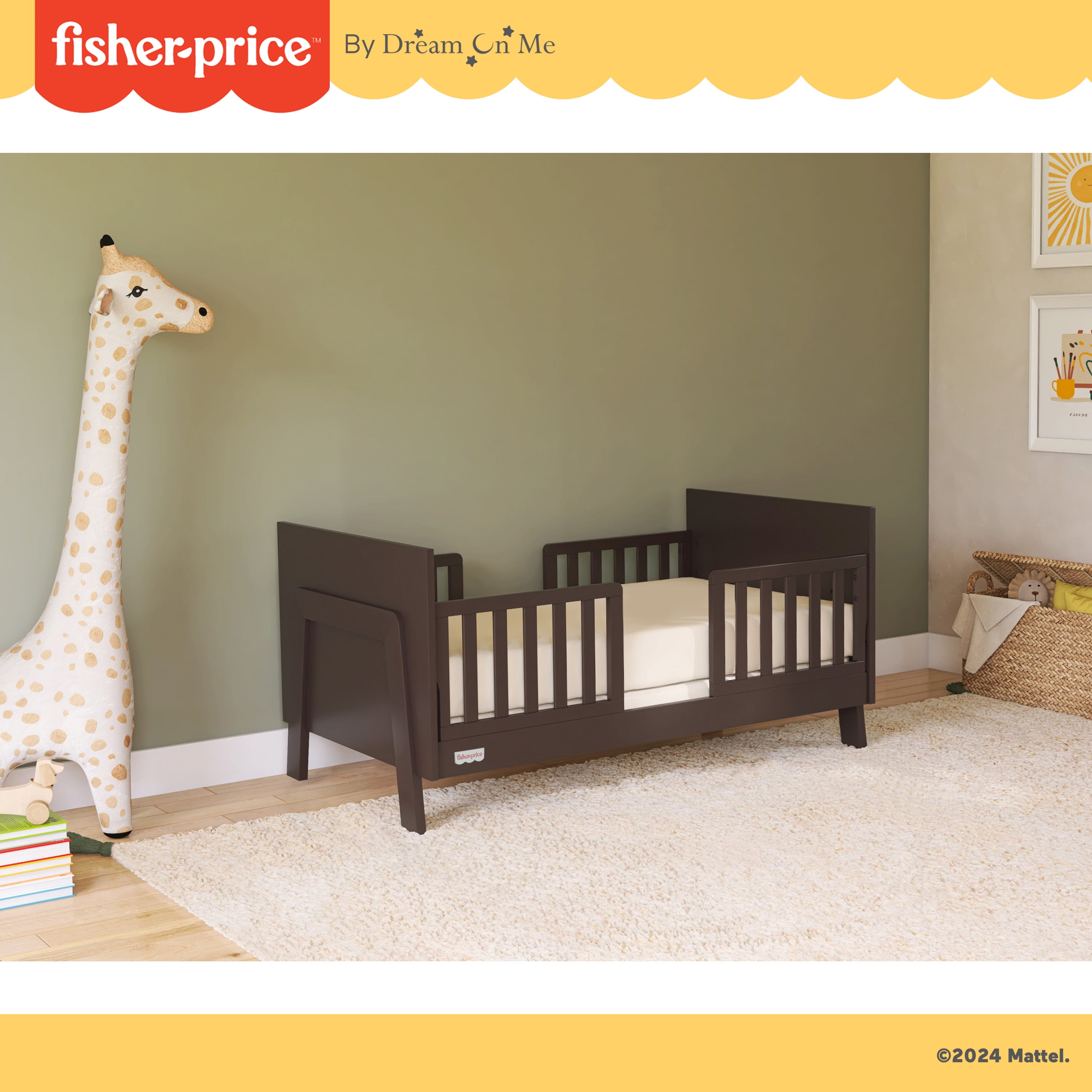 Fisher Price Iris 4  in 1 Convertible Crib by Dream On Me, Chocolate Chip