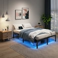 thumbnail image 5 of Bed Frame with USB Charging Station, King Bed Frame with LED Lights, Platform Bed Frame with Heavy Duty Steel Slats, 14" Storage Space Beneath Bed, 5 of 9