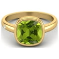 thumbnail image 1 of 2.5 Ctw Cushion 925 Sterling Silver Gold Vermeil Peridot Solitaire Women Bezel Set Wedding Ring, 1 of 3