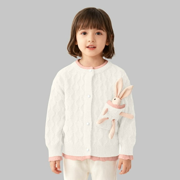 Piuwrlz Knitted Sweatershirt for Teen Girls Fluff Sweaters Keep Warm Cardigan Round Neck Pullover Sweater White Size 7-8 Years