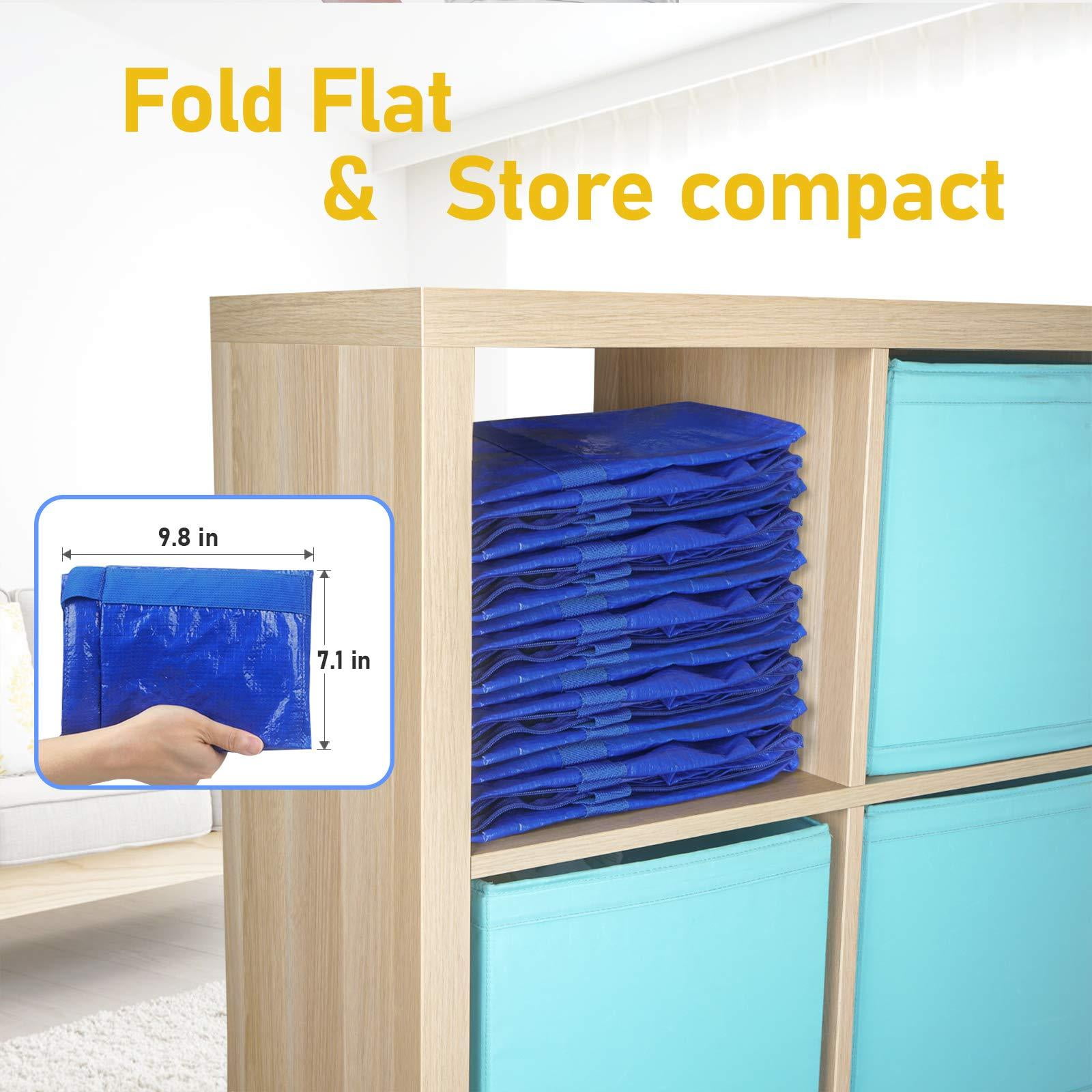 TICONN 6 Pack Extra Large Moving Bags with Zippers & Carrying Handles Blue Heavy-Duty Storage Tote for Space Saving Moving Storage TICONN 6 Pack Extra Large Moving Bags with Zippers & Carrying Handles Blue Heavy-Duty Storage Tote for Space Saving Moving Storage