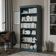 thumbnail image 3 of Solid Wood Bookcase - Stackable Modular 6 Tier Bookshelf - 71.5" Tall x 32" Wide - Teal Blue Book Shelf w/ Adjustable Shelves, Open Display Book Case for Living Room, Office, 100% Eco-Friendly Wood, 3 of 6