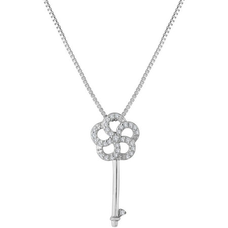 Sterling Silver Little Jewels in Flower Key Pendant