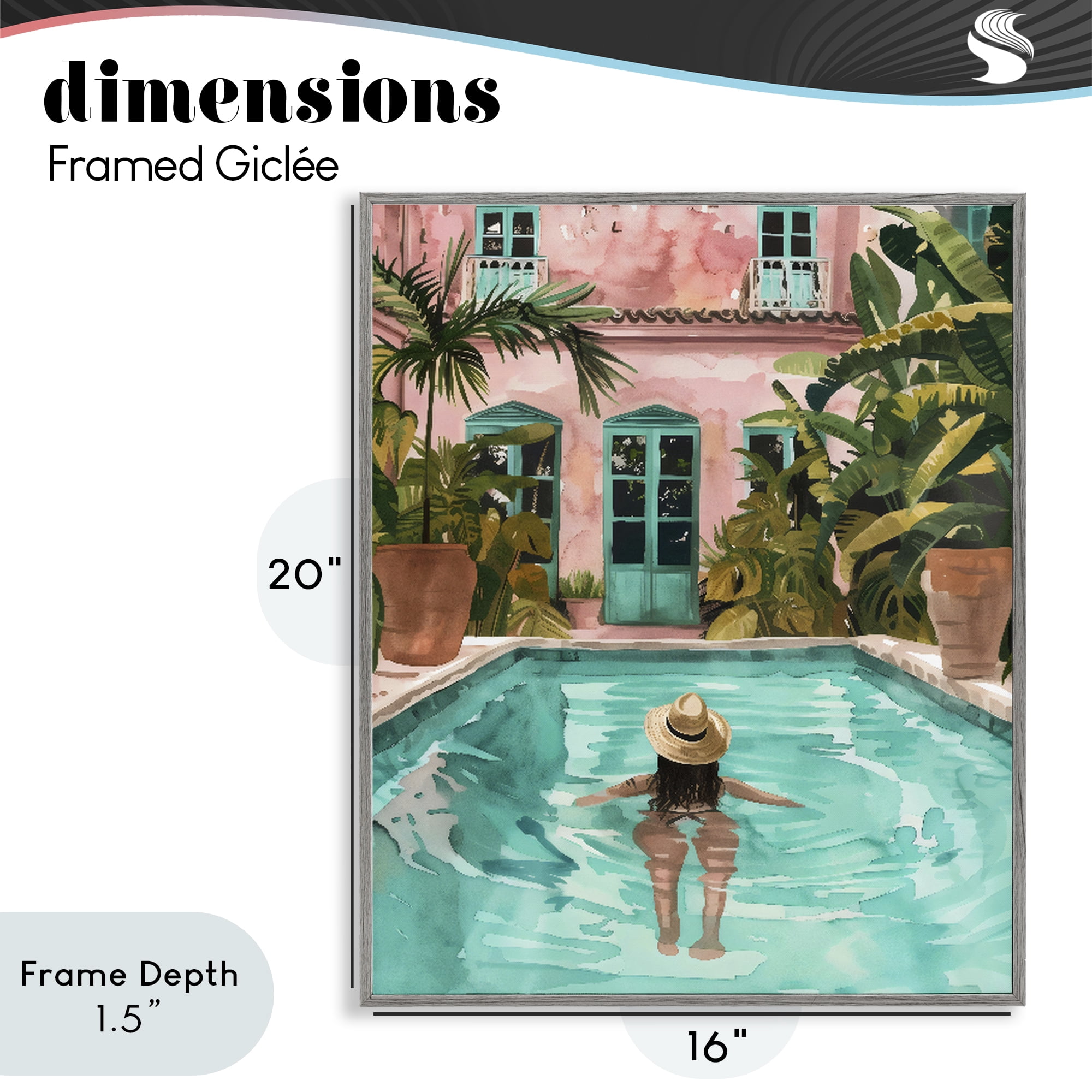 Stupell Industries Girl Swimming In Pool Gray Framed Giclee Art, design by The Prints Vibe