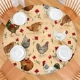 thumbnail image 2 of Beige Chicken Red Flower Pattern Round Fitted Tablecloth with Elastic Edge,Dining Table Cover Waterproof,Outdoor Round Tablecloth for Camping,Dining,Indoor and Outdoor, 2 of 7