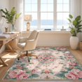 thumbnail image 3 of Design&I 6'x9' Washable Area Rug Vintage Medallion Garden Scrollwork Symmetrical Blossom Ornate Border for Dining Room, Under Table, Office, Snag-Free, 3 of 7