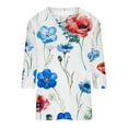 thumbnail image 4 of YABCSAZ Womens Tops 3/4 Sleeves V Neck Floral Print T Shirts Casual Loose Fit Pullover Tunic Tops Fall Trendy Casual Tee Shirts Womens Summer Tops Summer Saving Clearance!, 4 of 5