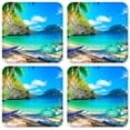 thumbnail image 1 of Vinyl Drink Coasters - Set of 4 - Catamarans on the Beach, 1 of 3