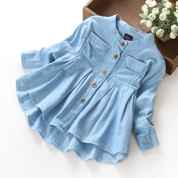 Spring Autumn Fashion Kids Girls Demin Shirts Casual Soft Fabric Children Clothing Blouse Tops Walmart Com