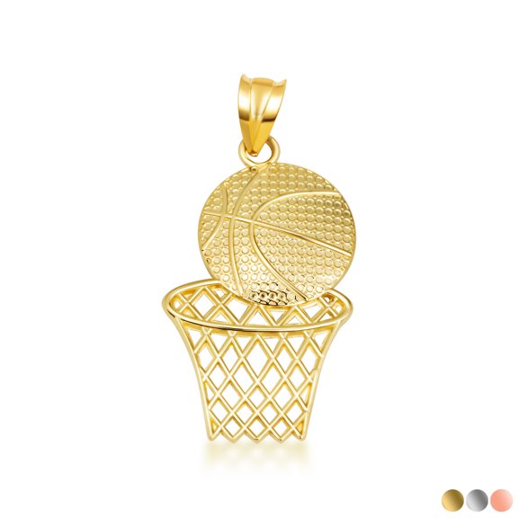 Solid Gold Basketball Hoop (10K Yellow Gold, Pendant)