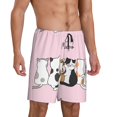thumbnail image 2 of Balery Cute Cats Pantalones cortos de pijama de punto de algodón para hombre con cinturilla y bolsillos-3X-Large, 2 of 6