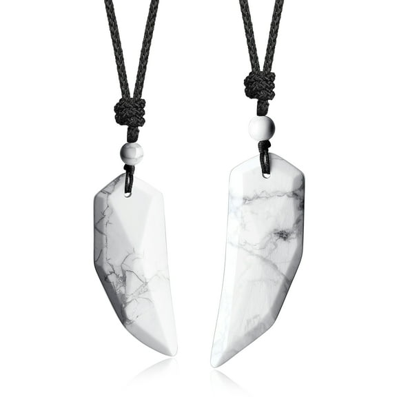 COAI His and Hers Howlite Stone Wolf Tooth Couples Pendant Necklaces
