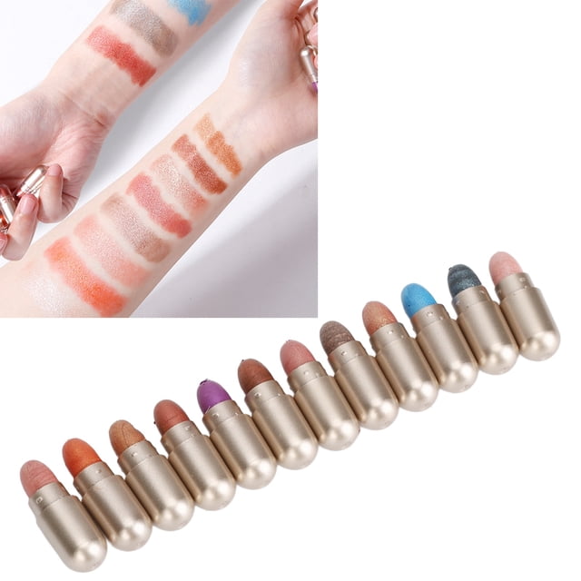 Juego De Sombras De Ojos En Cápsula, Paleta De Sombras De Ojos En Cápsulas De Alta Pigmentación, Brillo, Portátil, 12 Colores, Apilable, De Larga Duración, Mini Para