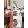 thumbnail image 4 of Christmas Tree Burlap-Cotton Table Runner 108 Inches Long,Xmas Tree Red Checkered Farmhouse Table Runners,Outdoor Dining Tablecloths Decor for Baby Shower/Party/Wedding 13x108, 4 of 9