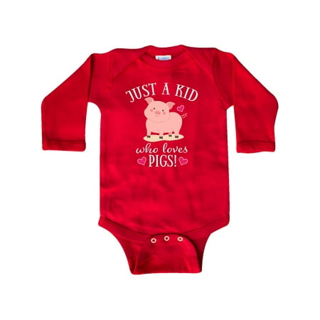 

Inktastic Just a Kid Who Loves Pigs Gift Baby Boy or Baby Girl Long Sleeve Bodysuit