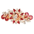 thumbnail image 1 of NYKKOLA Pasador francés de múltiples capas con forma de pavo real y diamantes de imitación para mujer, color rojo, 1 of 5