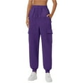 thumbnail image 3 of BODOAO Women's Sweatpants Baggy Cotton High Waisted Cinch Bottom Joggers with Pockets Casual Cute Lounge Workout Sweat Pants Thin Loose Sweatpants Comfortable Pants with Pockets Sweatpants Purple 3Xl, 3 of 9