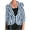 Blue, variant on Crgrtght Women Button Down Collared 3/4 Sleeve Striped Fashion Casual Business Work Slim Jacket Lightweight Blazer, Black XXL