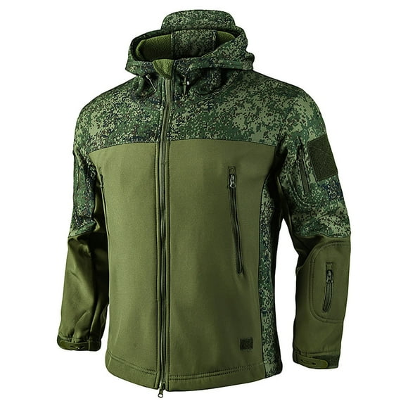 Tiweut Men's Casual Outdoor Jackets Camo Skin Softshell Warm Windproof Breathable Long Sleeve Hooded Coat Fall Winter Daily Wear Man Outerwear GN2,3XL