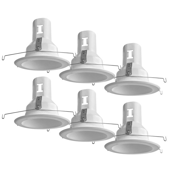 [6-Pack] PROCURU 5" White Baffle Metal Trim for Recessed Can Light (Replaces Halo 5001P) - Compatible with LED, Incandescent, CFL, Halogen Bulbs (White (6-Pack))
