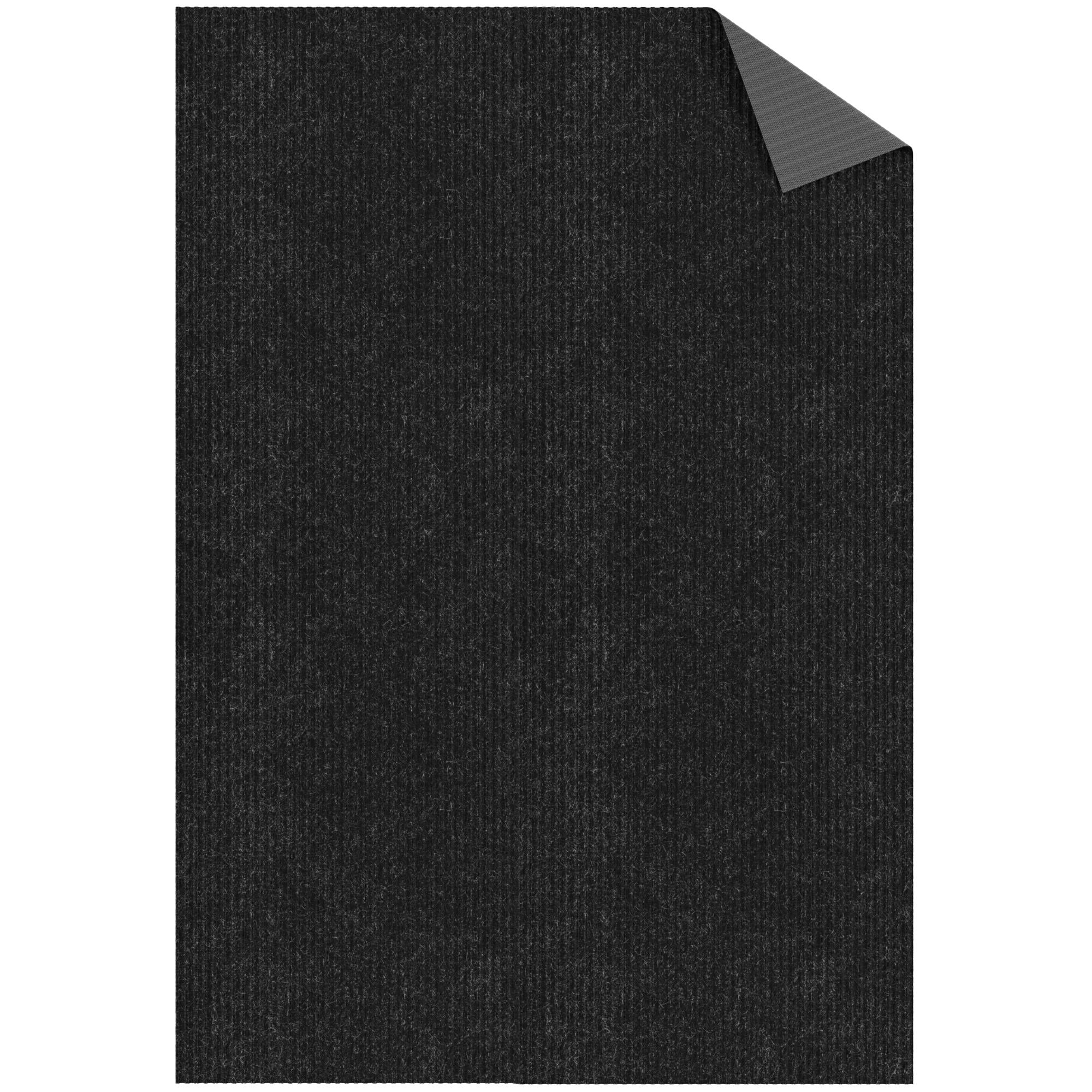 Ottomanson Non-Slip Hallway Runner Rug 6'6" x 27' Indoor/Outdoor Custom Size Utility Carpet for Garage, Black Ribbed