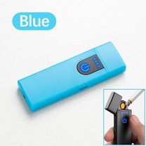Djiypn Electronic Lighter, Smart Electric Lighter, Mini USB Rechargeable Lighter Touch Ignition Windproof Flameless Lighter Lightweight Lighter with Battery Indicator (Sky Blue)