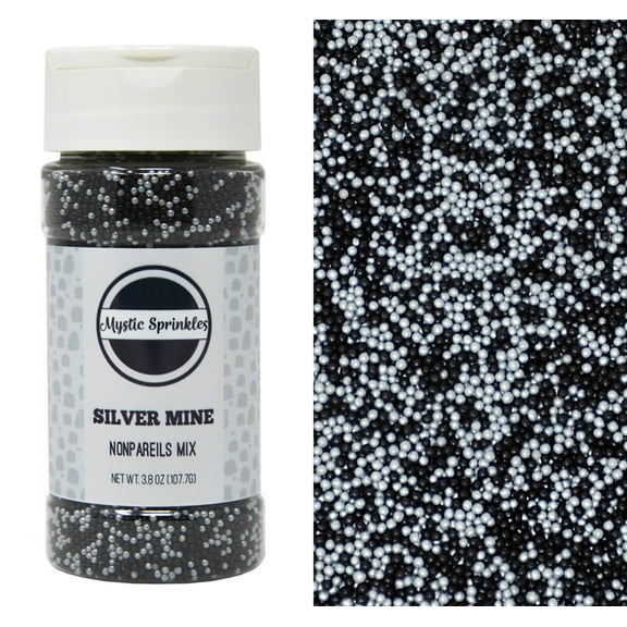 Mystic Sprinkles Silver Mine Nonpareils Mix 3.8 Ounce Bottle