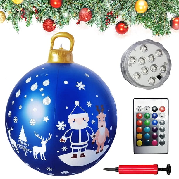 Bolas Navidad Inflables Gigantes PVC 24 Pulgadas Con Luces Y Control Remoto