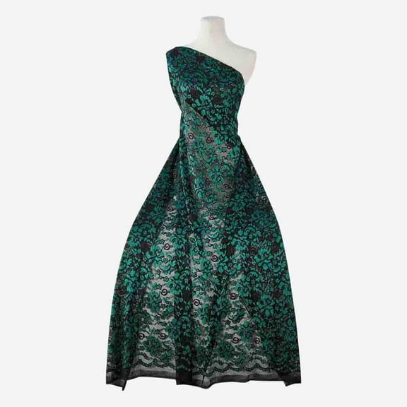 Zelouf Flotus Flower Lace , Sewing, DIY, Crafts Fabric by the Yard, Majestic Emerald, 3 Yard