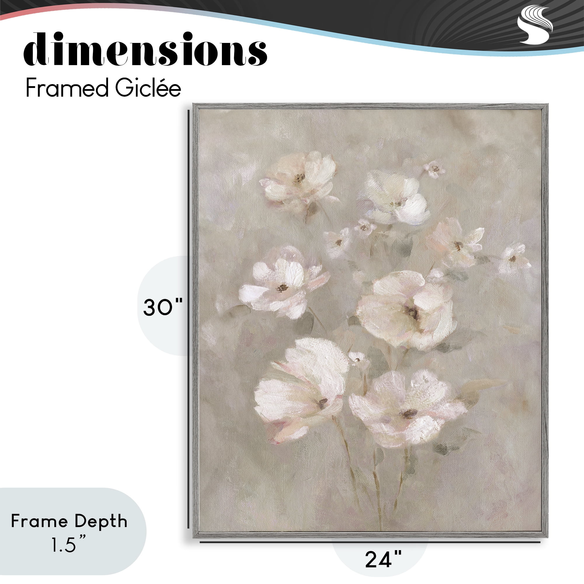 Stupell Industries Blush Florals over Beige Gray Framed Giclee Art, design by Carol Robinson