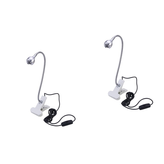2 Count Clip LED Lamp Computer Light Bright Desk Student Silver
