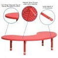 thumbnail image 5 of Emma + Oliver 35"W x 65"L Half-Moon Red Plastic Height Adjustable Activity Table, 5 of 12