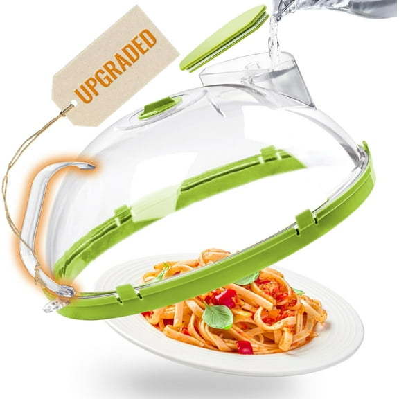 YMWVH 10 Inch Clear Microwave Splatter Cover with Integrated Handle & Steam Function, Green Home Kitchen Essential