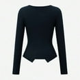thumbnail image 5 of cfhntfmh Women Knit Ribbed Fitted Button down Cardigan Square Neck Tops Long Sleeve Going out Tops Fall Clothes, 5 of 6