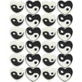 thumbnail image 1 of 100 Pcs Perles en Argile Polymère en Forme de Cœur Perles en Argile Motif Tai Chi, 1 of 9