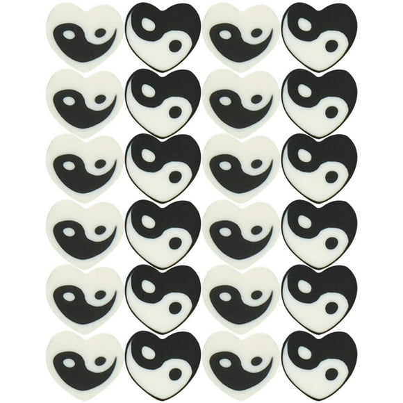 Miangastore 100pcs Polymer Clay Beads Heart Shaped Clay Loose Beads Tai Chi Pattern Clay Beads
