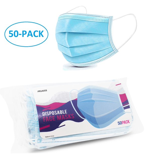 Download Pegasos 50 Disposable Breathable 3 Ply Ear Loop Face Masks 50 Pack Walmart Com Walmart Com Yellowimages Mockups