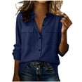 thumbnail image 2 of Ynynloco Womens Button Down Shirts Cotton Shirts Oxford Shirts Long Sleeve Blouses Collared Tops with Pocket, 2 of 9