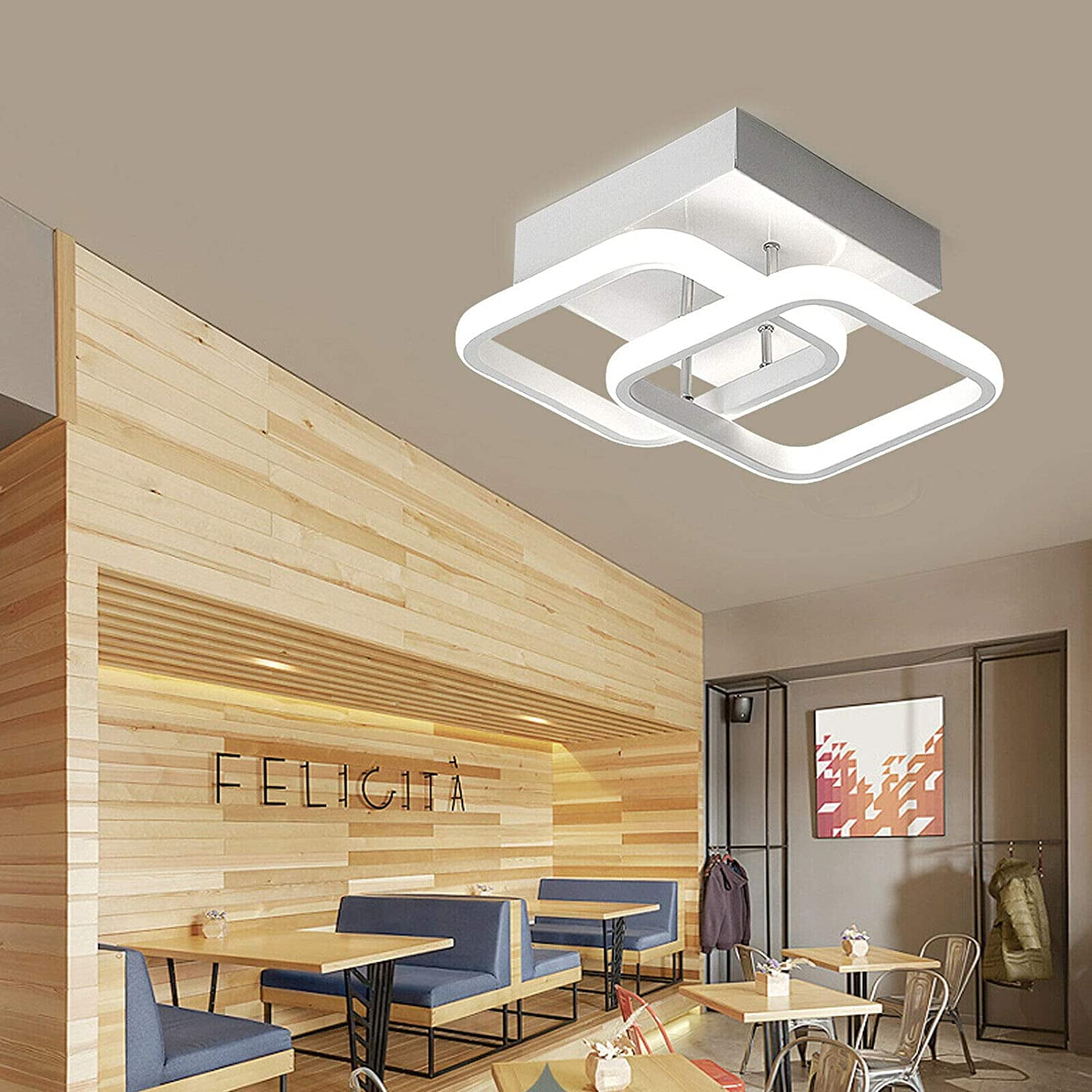 Fichiouy Acrylic LED Ceiling Light Kitchen Pendant Lamp Chandelier Fixture White