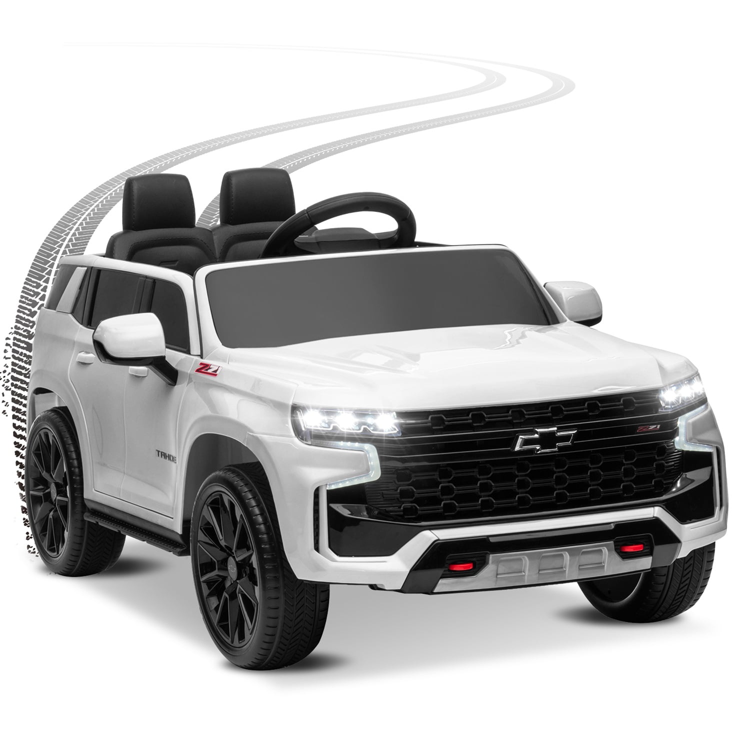 CIPACHO Licensed Chevrolet 12V Ride On, Electric Kids Car Toys with 2.4G Remote Control Dual Drive SUV, White
