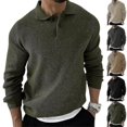 thumbnail image 1 of Autumn Winter Men's Sweater Knitted Polo Shirts Lapel Solid Color Knitted Pullover Social Streetwear Casual Business Men ClothinM, 1 of 5