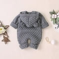 thumbnail image 4 of Newborn Baby Boy Girls Bear Ear Knit Romper Hooded Wool Sweater Jumpsuit Outfits Gray, 4 of 4