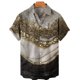 thumbnail image 2 of Camisas De Vestir Para Hombre Azul Casual Hombres Solapa Estampado Manga Corta Puños Botón Puerto Estilo Floral Camisa Sand Beach Hawaiianss Summer Top (Khaki, 4XL), 2 of 3