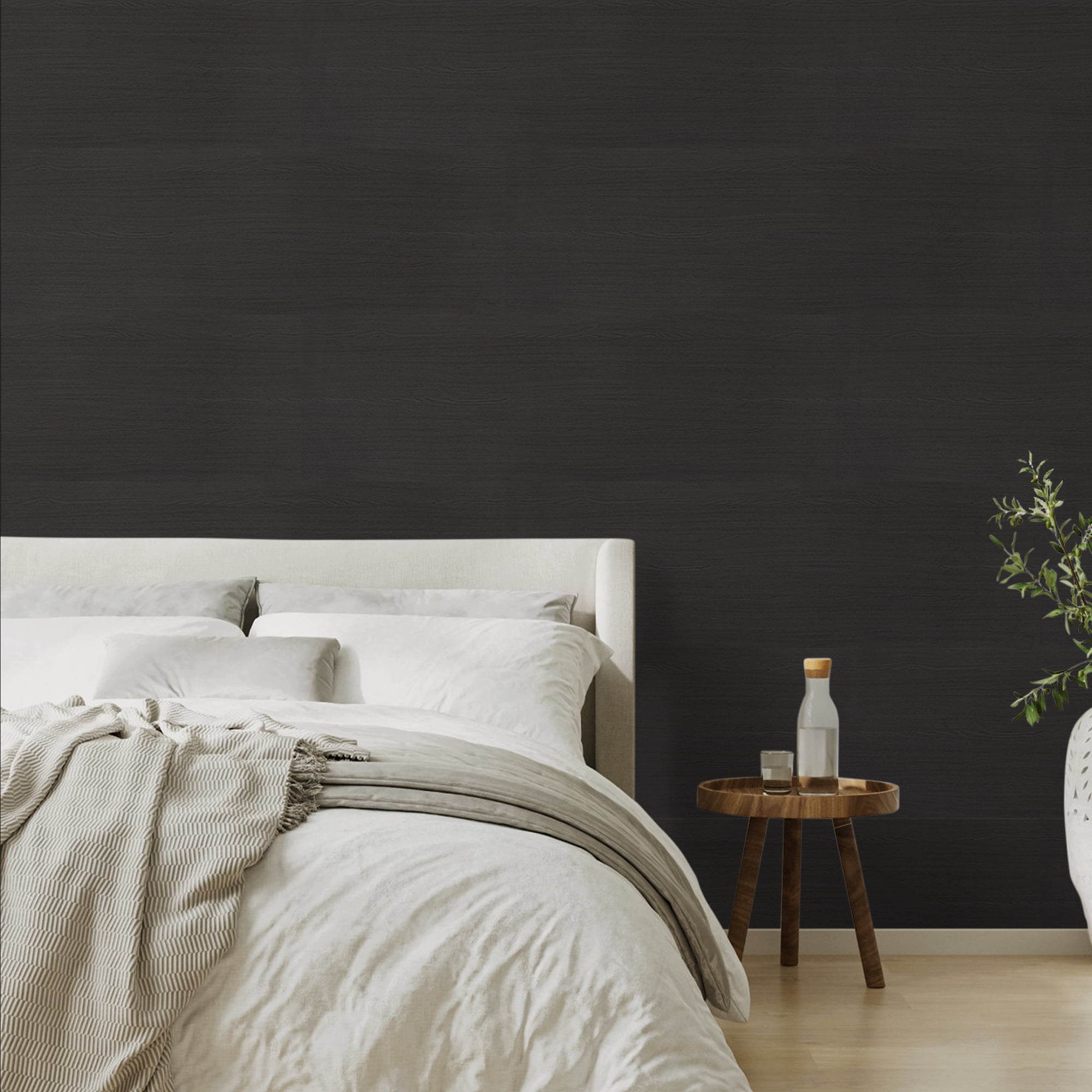 UMIGGEE 17.7-in x 393-in Black Wood Peel and Stick Wallpaper Wood Grain Contact Paper Removable Self-Adhesive Wall Paper Film for Furniture Decoration