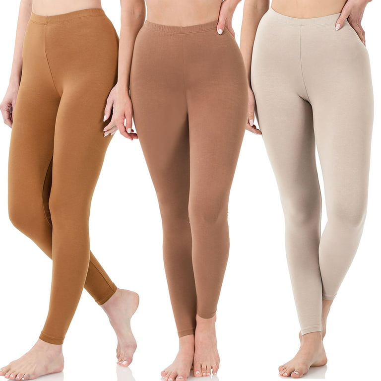 3 Packs of Zenana Women Premium Cotton High Waist Full Ankle Length Leggings  