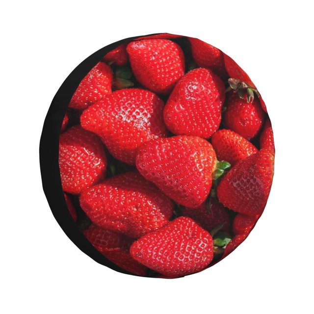 Fotbe Strawberry Red Funda de Llanta de Repuesto con Estampado, Engrosada, Ajuste Universal para Jeep, Remolque, RV, SUV, Camión-16 inch