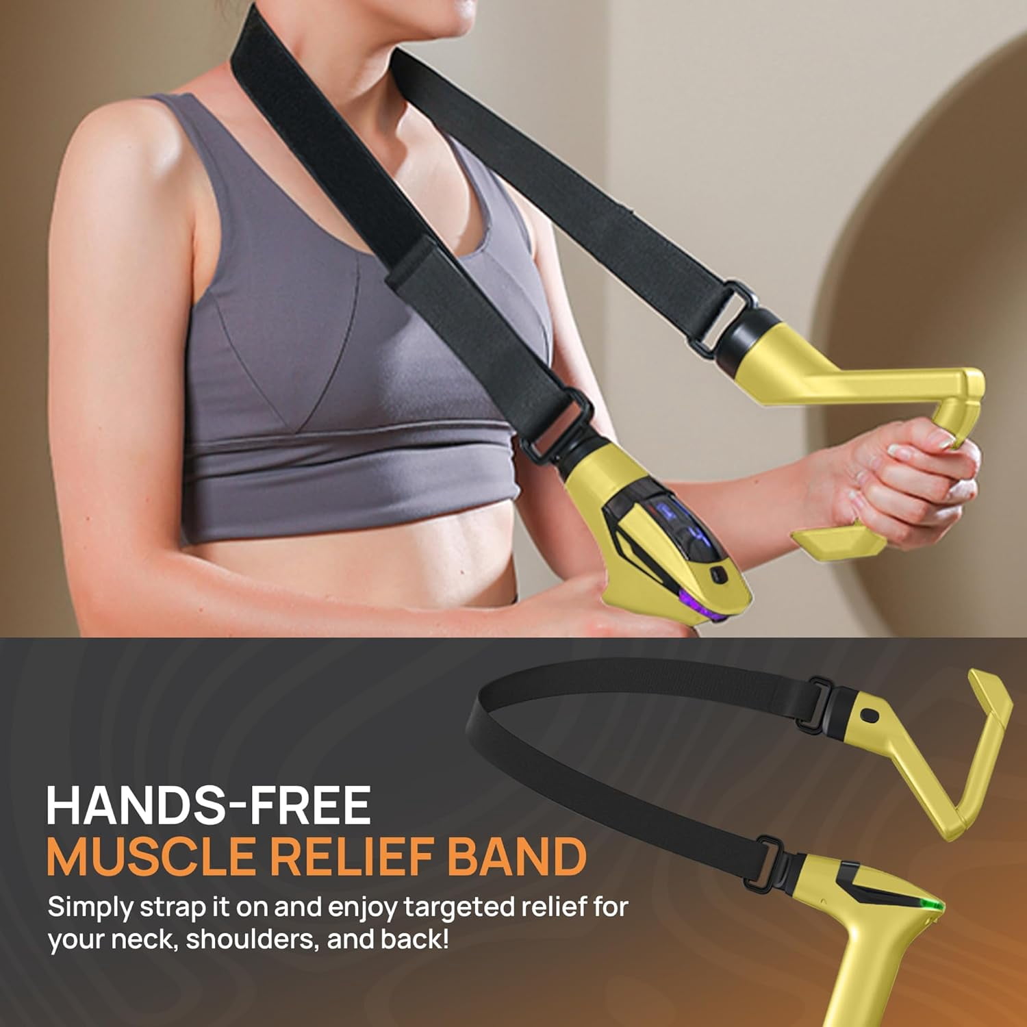 Deep Tissue Massage Gun with Belt & Handle, 12 Speeds LCD Screen, Quiet Motor for Muscle Recovery