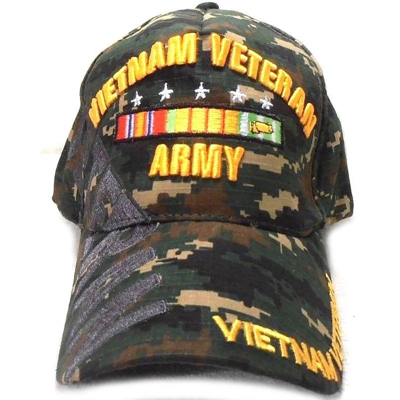 US Army Vietnam Veteran Hat Green Camo Adjustable Cap