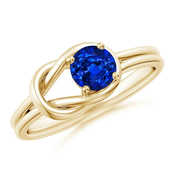 ANGARA Lab Grown Blue Sapphire Infinity Knot Engagement Ring for Women in 14K Yellow Gold (Size-5mm) | September Birthstone, Anniversary, Jewelry Gift for Women | Lab-Grown Blue Sapphire Ring