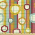 thumbnail image 2 of Ambesonne Retro Fabric by the Yard Upholstery, Stripes and Circles, 2 Yards, Multicolor, 2 of 5